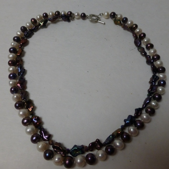 PEARLS FOR 2025 UNIQUE DOUBLE PEARL PURPLE AND WHITE PEARLS KEISHI NECKLACE - Picture 5 of 5